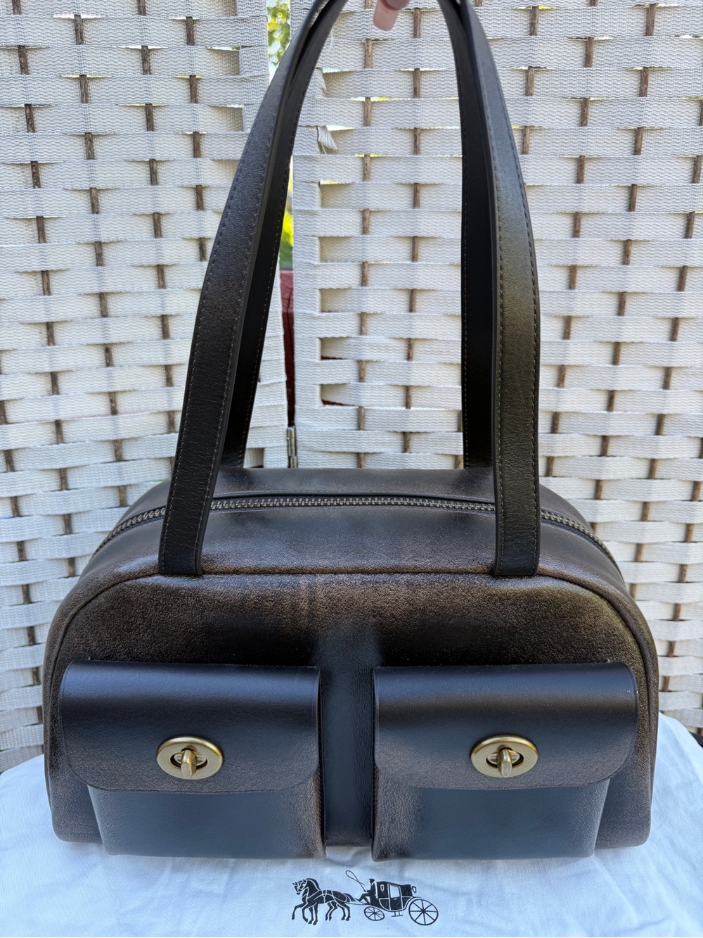Coach Originals Large Twin Turnlock Bag in Loved Leather -CCY83